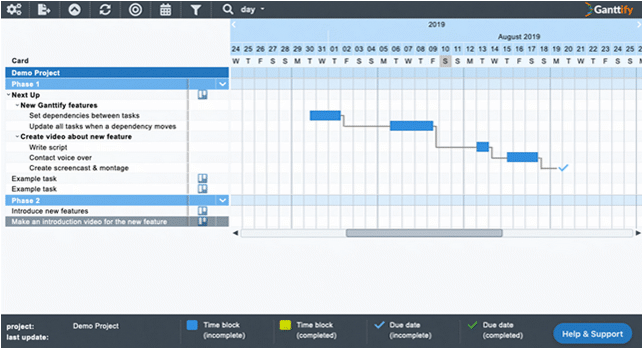 Screenshot of Ganttify in action